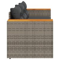 vidaXL Gartensofa mit Kissen 3-Sitzer Grau Poly Rattan