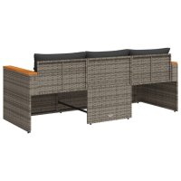 vidaXL Gartensofa mit Kissen 3-Sitzer Grau Poly Rattan