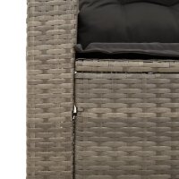 vidaXL Gartensofa mit Kissen 3-Sitzer Grau Poly Rattan