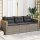 vidaXL Gartensofa mit Kissen 3-Sitzer Grau Poly Rattan