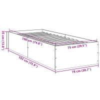 vidaXL Bettgestell Betongrau 75x190 cm Holzwerkstoff