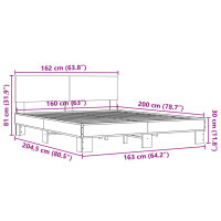 vidaXL Bettgestell Schwarz 160x200 cm Holzwerkstoff und Metall