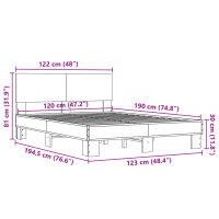 vidaXL Bettgestell Braun Eichen-Optik 120x190 cm Holzwerkstoff Metall