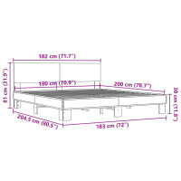 vidaXL Bettgestell Grau Sonoma 180x200 cm Holzwerkstoff und Metall