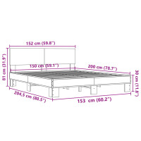 vidaXL Bettgestell R&auml;uchereiche 150x200 cm Holzwerkstoff und Metall