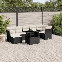 vidaXL 8-tlg. Garten-Sofagarnitur mit Kissen Schwarz Poly Rattan