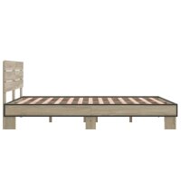 vidaXL Bettgestell Sonoma-Eiche 135x190 cm Holzwerkstoff und Metall