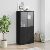 vidaXL Highboard mit T&uuml;ren Schwarz 68x37x142 cm Holzwerkstoff