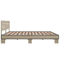 vidaXL Bettgestell Sonoma-Eiche 200x200 cm Holzwerkstoff und Metall