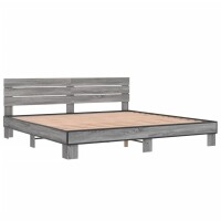 vidaXL Bettgestell Grau Sonoma 180x200 cm Holzwerkstoff und Metall