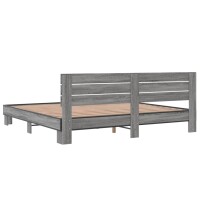 vidaXL Bettgestell Grau Sonoma 180x200 cm Holzwerkstoff und Metall