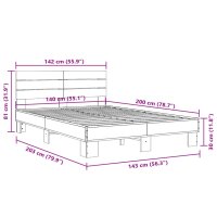 vidaXL Bettgestell R&auml;uchereiche 140x200 cm Holzwerkstoff und Metall