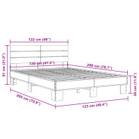 vidaXL Bettgestell R&auml;uchereiche 120x200 cm Holzwerkstoff und Metall