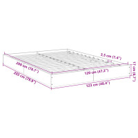 vidaXL Bettgestell Grau Sonoma 120x200 cm Holzwerkstoff