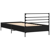 vidaXL Bettgestell Schwarz 75x190 cm Holzwerkstoff und Metall