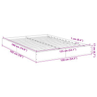 vidaXL Bettgestell R&auml;uchereiche 135x190 cm Holzwerkstoff