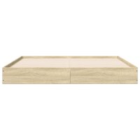 vidaXL Bettgestell Sonoma-Eiche 135x190 cm Holzwerkstoff