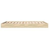 vidaXL Bettgestell Sonoma-Eiche 135x190 cm Holzwerkstoff