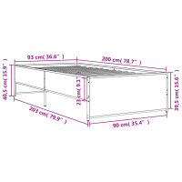 vidaXL Bettgestell R&auml;uchereiche 90x200 cm Holzwerkstoff und Metall