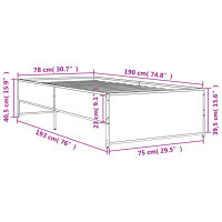 vidaXL Bettgestell Braun Eichen-Optik 75x190 cm Holzwerkstoff Metall