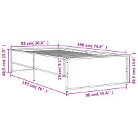 vidaXL Bettgestell R&auml;uchereiche 90x190 cm Holzwerkstoff und Metall