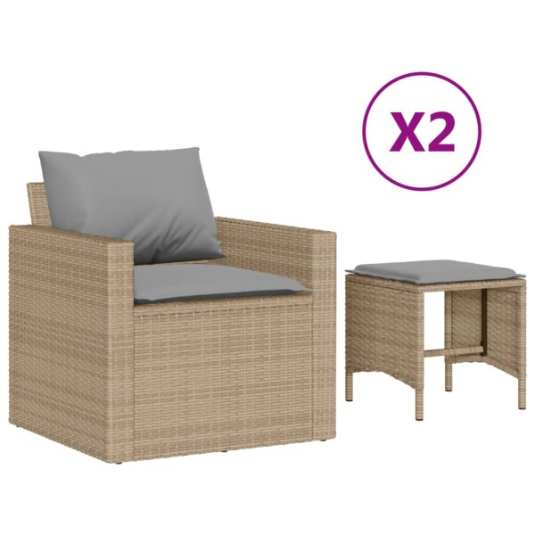 vidaXL 4-tlg. Garten-Sofagarnitur mit Kissen Beige Poly Rattan