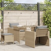 vidaXL 4-tlg. Garten-Sofagarnitur mit Kissen Beige Poly Rattan