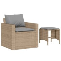 vidaXL 4-tlg. Garten-Sofagarnitur mit Kissen Beige Poly Rattan