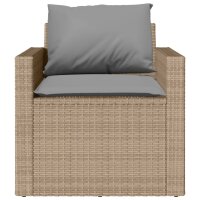 vidaXL 4-tlg. Garten-Sofagarnitur mit Kissen Beige Poly Rattan