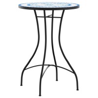 vidaXL Mosaik-Bistro-Set Blau und Wei&szlig; Eisen und Keramik