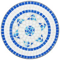 vidaXL Mosaik-Bistro-Set Blau und Wei&szlig; Eisen und Keramik