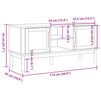 vidaXL TV-Schrank FLORO Wei&szlig; 114x43x55 cm Massivholz Kiefer