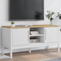 vidaXL TV-Schrank FLORO Wei&szlig; 114x43x55 cm Massivholz Kiefer