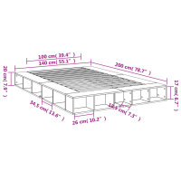 vidaXL Bettgestell R&auml;uchereiche 140x200 cm Holzwerkstoff