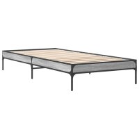 vidaXL Bettgestell Grau Sonoma 90x190 cm Holzwerkstoff und Metall