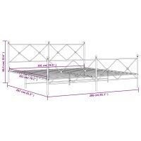 vidaXL Bettgestell mit Kopf- und Fu&szlig;teil Metall Wei&szlig; 200x200 cm