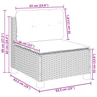 vidaXL 6-tlg. Garten-Sofagarnitur mit Kissen Grau Poly Rattan