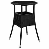 vidaXL 5-tlg. Garten-Essgruppe mit Kissen Schwarz Poly Rattan und Glas