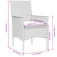 vidaXL 5-tlg. Garten-Essgruppe mit Kissen Schwarz Poly Rattan und Glas