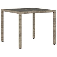 vidaXL 3-tlg. Garten-Essgruppe mit Kissen Grau Poly Rattan und Glas