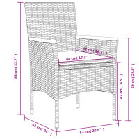 vidaXL 5-tlg. Garten-Essgruppe mit Kissen Schwarz Poly Rattan Akazie