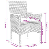 vidaXL 5-tlg. Garten-Essgruppe mit Kissen Grau Poly Rattan Akazie