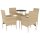 vidaXL 5-tlg. Garten-Essgruppe mit Kissen Beige Poly Rattan und Glas