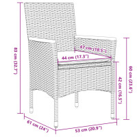 vidaXL 3-tlg. Garten-Essgruppe mit Kissen Schwarz Poly Rattan Glas