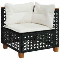 vidaXL 9-tlg. Garten-Sofagarnitur mit Kissen Schwarz Poly Rattan