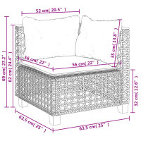 vidaXL 9-tlg. Garten-Sofagarnitur mit Kissen Schwarz Poly Rattan