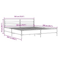 vidaXL Bettgestell Sonoma-Eiche 180x200 cm Holzwerkstoff und Metall