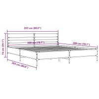 vidaXL Bettgestell Braun Eichen-Optik 200x200 cm Holzwerkstoff Metall