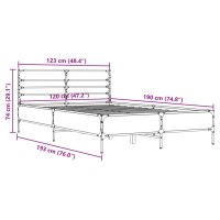 vidaXL Bettgestell Grau Sonoma 120x190 cm Holzwerkstoff und Metall