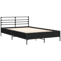 vidaXL Bettgestell Schwarz 135x190 cm Holzwerkstoff und Metall